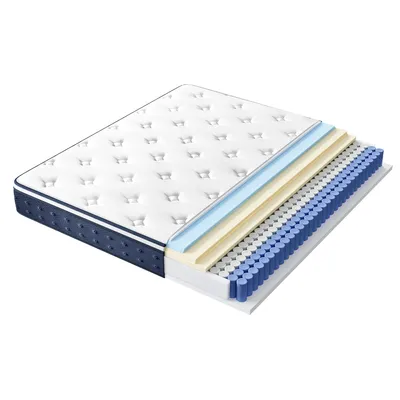 Produktbild von VASAGLE Federkernmatratze 180 x 200 x 20 cm, Gel-Memory-Schaum, mittelfest, Schlafzimmer, atmungsaktiv, blau