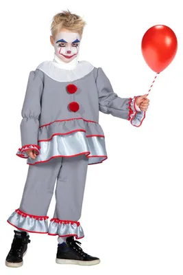 Gruseliges Halloween-Clown-Kostüm für Jungen, Gr. 164, grau