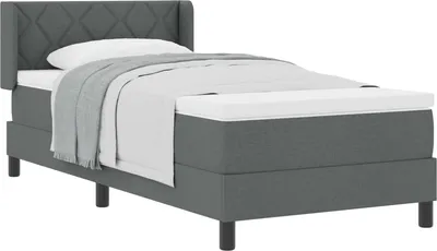 Zdjęcie produktu dla Łóżko sprężynowe Z zagłówkiem Ciemnoszary 200 x 90 cm tkanina