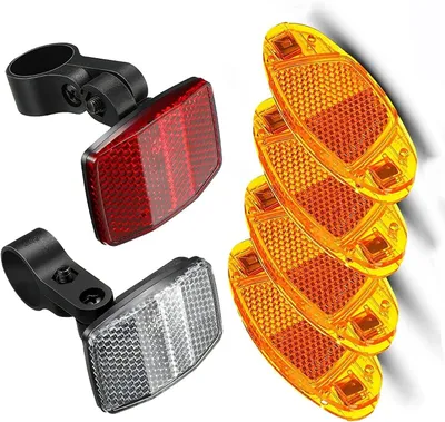 Image de Réflecteurs pour vélo avec accessoires : accessoires pour vélo, réflecteurs avant et arrière pour vélo, 1 cloche de vélo + 1 jeu de réflecteurs avant + 1 jeu de réflecteurs arrière