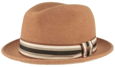 Balke Trilby Naturproduckt aus Wolle/bunte Ripsband Garnitur in beige