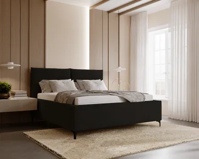 Produktbild von Besilio Möbel Design Polsterbett 160x200 Lion - Bettkasten und Metallrahmen - Samtstoff - Schwarz