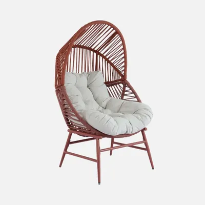 Produktbild von sweeek - Eiförmiger Garten-Sessel aus Stahl und Kunststoffgeflecht - Terrakotta