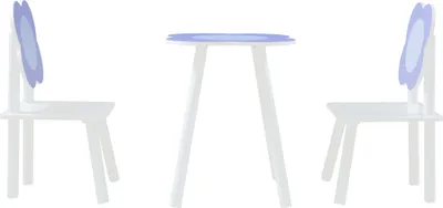 Produktbild von Kindertischset mit 2 Stühlen Kindertisch-Set 'Simrisham' Blumen-Design Kiefernholz + MDF Weiß / Lila
