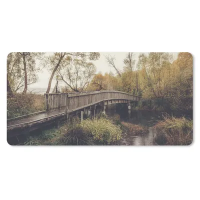 Produktbild von MuchoWow® Schreibtischunterlage Herbst - Brücke - Bäume 80x40 cm - XXL Mauspad - Gaming Mauspad