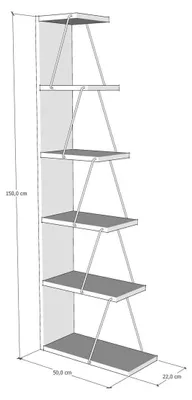 Produktbild von Bücherregal aus Holz "Nove" – 50 x 22 x 150 cm – Braun