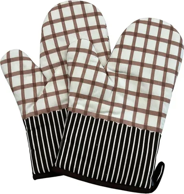 Produktbild von Ofenhandschuhe, 1 Paar rutschfeste Küchenhandschuhe aus Baumwolle, hitzebeständige Topflappen und Unterlagen zum Kochen, Backen und Grillen