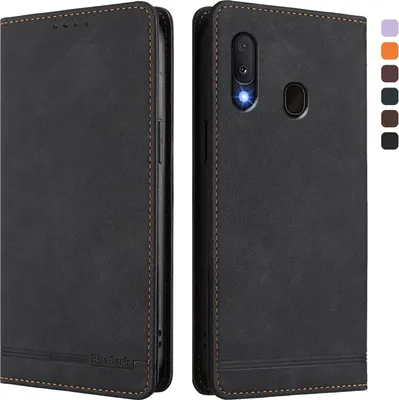Immagine prodotto di Custodia per Samsung Galaxy A20E / A10E, custodia retro in Finto cuoio con supporto e slot per carte Nero