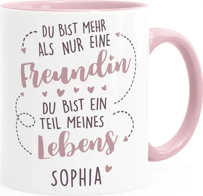 Produktbild von Geschenk-Tasse beste Freundin Du bist mehr als nur eine Freundin Du bist ein Teil meines Lebens personalisierte Geschenke Name anpassbar SpecialMe® Personalisiert inner-rosa Keramik-Tasse
