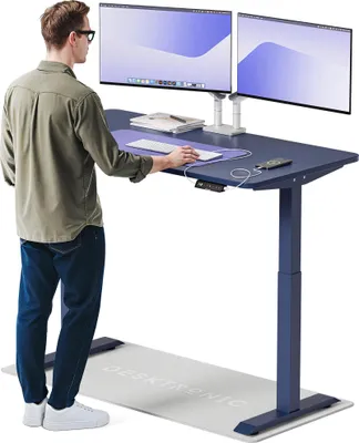 Produktbild von Desktronic HomeOne Elektrisch höhenverstellbarer Schreibtisch 140x70cm Blau/Blau mit Memory-Funktion, Anti-Kollisions Technologie, USB-A und USB-C-Ladeanschlüssen