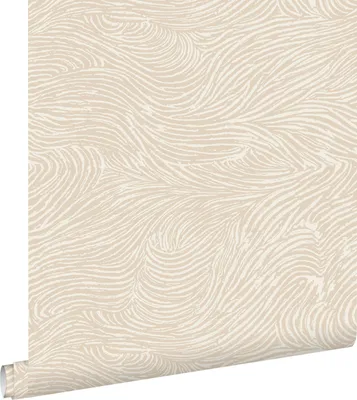 Imagen del producto de ESTAhome papel pintado diseño de líneas onduladas en 3D beige claro 53 cm x 10.05 m