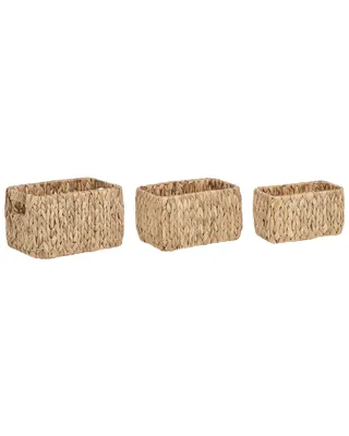 Produktbild von BELIANI Aufbewahrungskörbe 3er Set Natur aus Wasserhyazinthe Handgeflochten Handgefertigt Griffe Aufbewahrung für Regal Wohnzimmer Schlafzimmer Flur