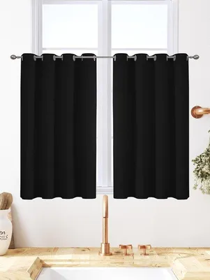 Imagen del producto de Cortinas térmicas oscurecedoras Unyqoos®, juego de 2 unidades, 84 x 117 cm, 100% poliéster, ojales de Ø 4 cm, protección contra la luz y los rayos UV del 95-99% – aislamiento térmico y acústico