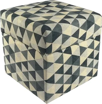 Produktbild von Velours-Hocker MERCURE 40x40 cm quadratisch mit Stauraum – aufklappbarer Polsterhocker mit Dreiecksmuster – Grau