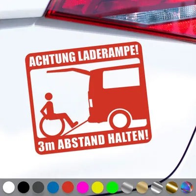 Produktbild von PantherPixel Rollstuhl Aufkleber Behindert 3m Rampe Rollstuhlfahrer Sticker Auto Geschenkidee Farbe Rot