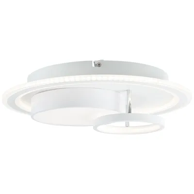 A white ceiling light with multiple rings and LED lights.