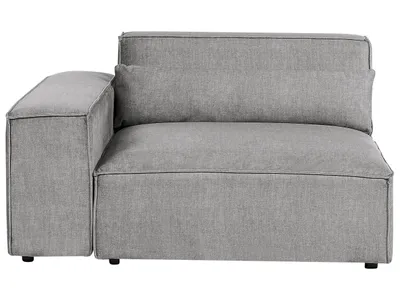 Produktbild von BELIANI Modul Ecksessel Grau Stoffbezug mit Armlehne Rechts 1 Dekokissen Skandi Modern Sessel Eckteil für Modulstofa Wohnzimmer Ausstatttung