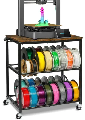 3D-Drucker Filamentregal mit Rollen, 3 Ebenen, braun