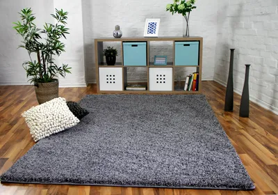 Produktbild von Luxus Hochflor Langflor Teppich Milano Grau, Größe:400x500 cm