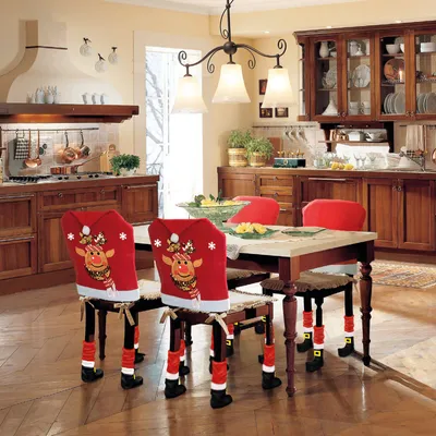 Obrázok produktu pre Vianočná dekorácia na stoličku sada - Sob - 50 x 60 cm - červená/biela