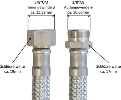 Productafbeelding van Flexibele Pantserslang 3/8 inch voor Drinkwater en Gebruikswater - 500 mm