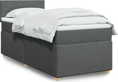 Produktbild von Design Boxspringbett mit Matratze Dunkelgrau 100x200 cm Stoff, Klassische Betten 2024 Neu