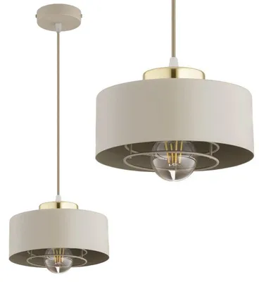 Produktbild von KAR-LIGHTING Pendelleuchte 1-flammig Beige, Metall, höhenverstellbar, für Esszimmer & Wohnzimmer – E27-Fassung