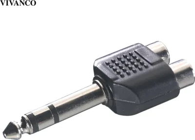 Produktbild von VIVanco™Hochwertiger Audio Adapter Klinkenstecker 6,3mm, 2x Cinch Buchse, für Stereo-Verbindungen, robust und präzise verarbeitet