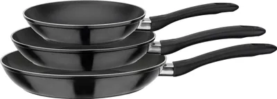 Produktbild von GSW Pfannen-Set Nova 3-tlg. schwarz, Aluminium, Kunststoff, Bratpfanne ø ca. 20 x H 4,2cm / ø ca. 24 x H 4,4cm / ø ca. 28 x H 4,8cm