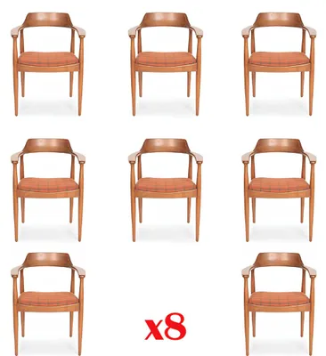 Produktbild von Set 8x Sessel Stuhl Design Holz Stoff Polster Stühle Esszimmer Textil Gastro