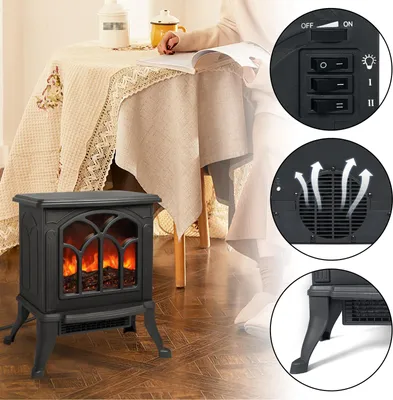 Obrázok produktu pre Elektrické krby XINZI – 750/1500 W, dva stupne vykurovania, LED efekt plameňa, nízka hlučnosť, ochrana proti prehriatiu/prevrhnutiu, do obývacej izby, spálne, kancelárie