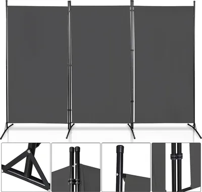 Produktbild von Jiubiaz Paravent Outdoor Raumteiler Garten Spanische Wand Trennwand Raumtrenner 3 teilig Anthrazit