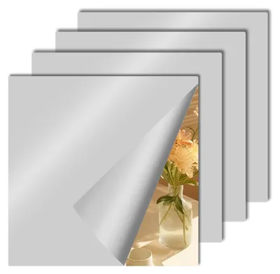 Produktbild von Spiegelplatten Selbstklebend - 10 Stück - 20 x 20 cm - 2 mm Dicke - Acryl - Sicheres Design mit Abgerundeten Ecken - Spiegelaufkleber