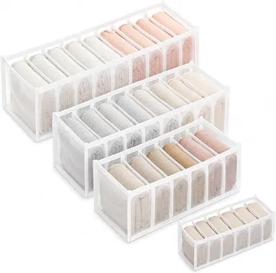 Produktbild von PolkaHome® 3er Set Faltbare Schubladen-Organizer, Socken-Organizer, Unterwäsche-Organizer, Schubladeneinsatz für Socken, Unterwäsche,