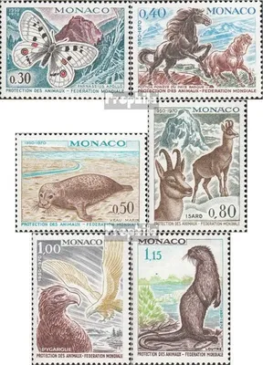 Produktbild von Briefmarken Monaco 1970 Mi 966-971 (kompl.Ausg.) gestempelt Tierschutz