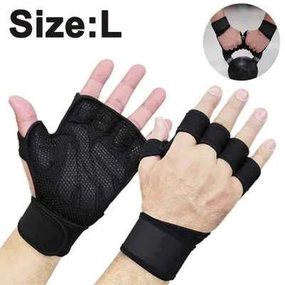 Produktbild von Fitness Handschuhe mit stützender Handgelenkbandage Trainingshandschuhe für Damen und Herren Voll Palm Schutz & Extra Grip Sporthandschuhe Crossfit Gewichtheben Handschuhe für Kraftsport