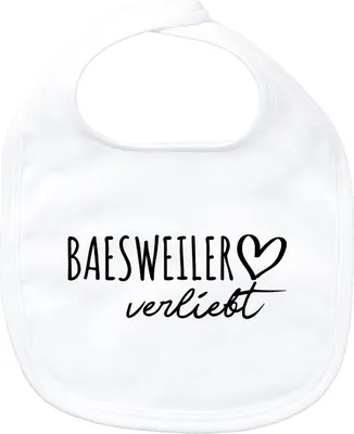 Produktbild von Huuraa Baby Lätzchen Baesweiler verliebt White Klettverschluss  Baumwolle Latz Geschenkidee
