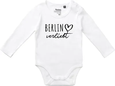 Produktbild von Huuraa Baby Body Berlin verliebt 68 White  Baumwolle Fairtrade Langarmbody Geschenkidee