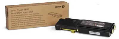 A Xerox toner cartridge and its packaging are displayed on a white background.