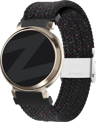 Produktbild von Bandz geflochtenes Nylonband 14 mm – Hochwertiges dehnbares Nylonband mit Klemmverschluss passend für Garmin Lily 2 (nur zweite Version) – Schwarz-Mix