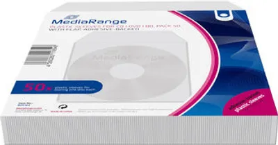 Zdjęcie produktu dla MediaRange Plastiktasche 1 Disc mit Lasche klebe Rücks. 50pc