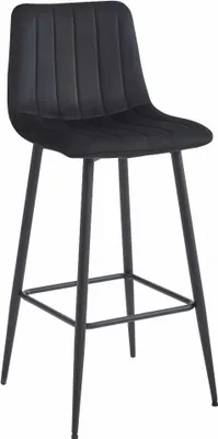 Image de Tabouret De Bar - Leobert - Pozza - Velours Noir/Pieds Noirs