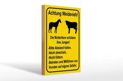 Produktbild von Holzschild Hinweis 20x30cm Achtung Weidevieh nicht füttern
