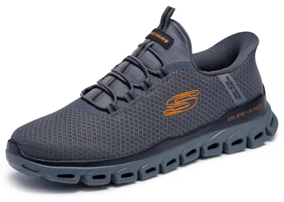 Zdjęcie produktu dla Skechers Glide-Step Noxus – męskie buty sportowe typu slip-on, kolor: grafitowy/pomarańczowy, rozmiar: 41.