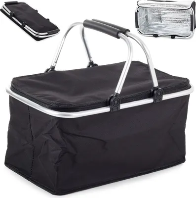 Produktbild von Alu Einkaufskorb Faltbar Picknick Korb Shoper Thermo-Picknickkorb Schwarz