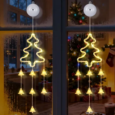 Weihnachtsbeleuchtung 2er-Set, 18 LEDs, warmweiß, Timer, 8 Modi