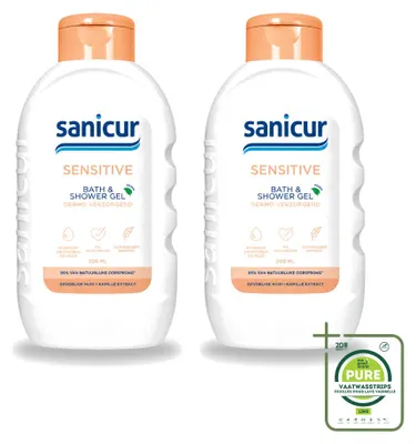 Image de 2 flacons de gel douche et bain Sanicur pour peaux sensibles - 300 ml - Lot de 2