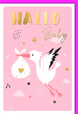 Produktbild von Geburt – Baby – Freudiges Ereignis - Karte mit Umschlag - Storch