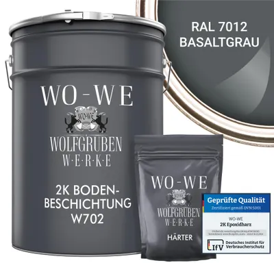Produktbild von 2K Epoxidharz Garagenfarbe Bodenbeschichtung W702 Basaltgrau wie RAL 7012 - 10Kg