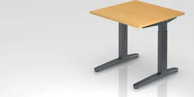 Produktbild von Schreibtisch Mika | Buche | Graues Gestell | BxT 80x80cm | Arbeitshöhe 65-85cm | höhenjustierbar, 1cm Raster | C-Fuß-Gestell | Rechteckform